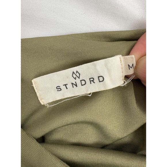 STNDRD Olive Green Asymmetrical Bodycon Dress Size M Cutout Sexy Date Going Out - Picture 7 of 10